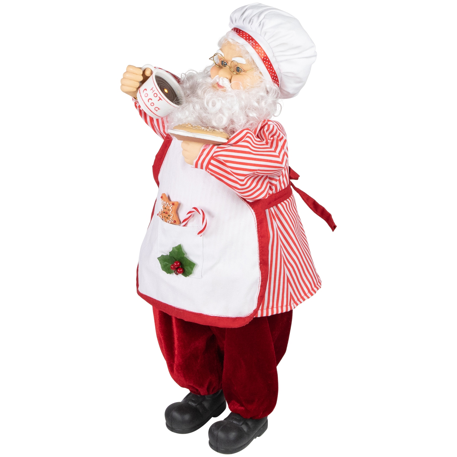 Animated and Musical Chef Santa Claus With Hot Cocoa and Cookie Christmas Figure - 24"