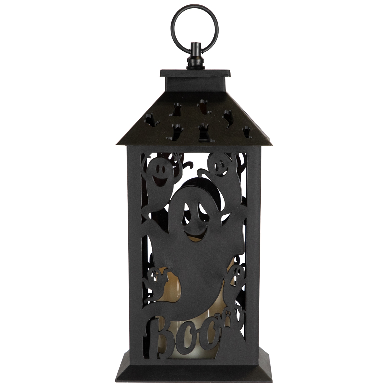 LED Lighted Ghosts Halloween Candle Lantern - 11" - Black