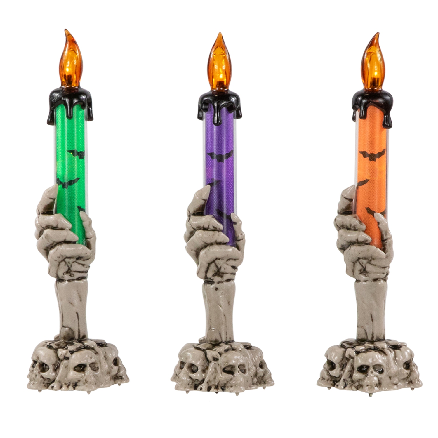 LED Skeleton Hand Halloween Candles - 8.25" - Set of 3