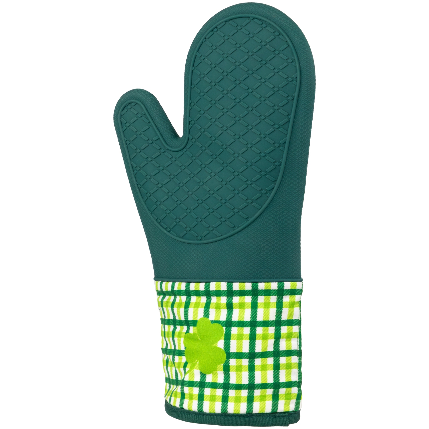Plaid Shamrock St. Patrick's Day Kitchen Oven Mitts - 12.5" - Green - Set of 2