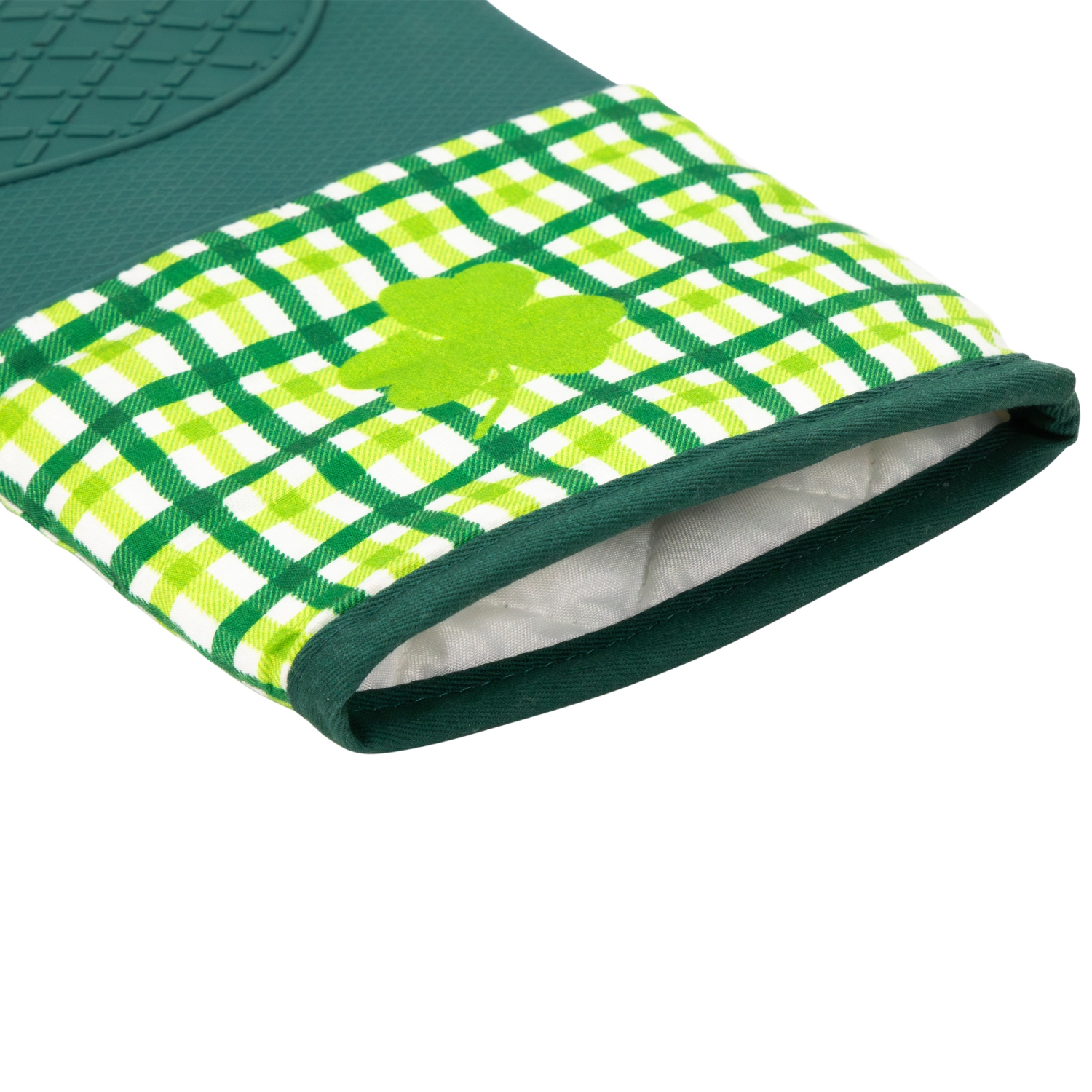 Plaid Shamrock St. Patrick's Day Kitchen Oven Mitts - 12.5" - Green - Set of 2