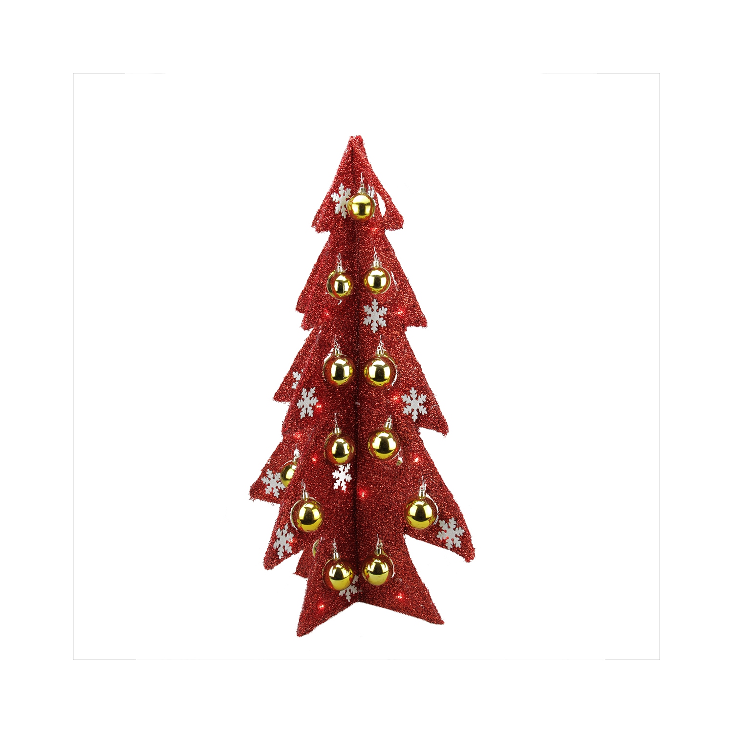 LED Lighted Christmas Tree with Ornaments Decoration - 28" - Gold and Red