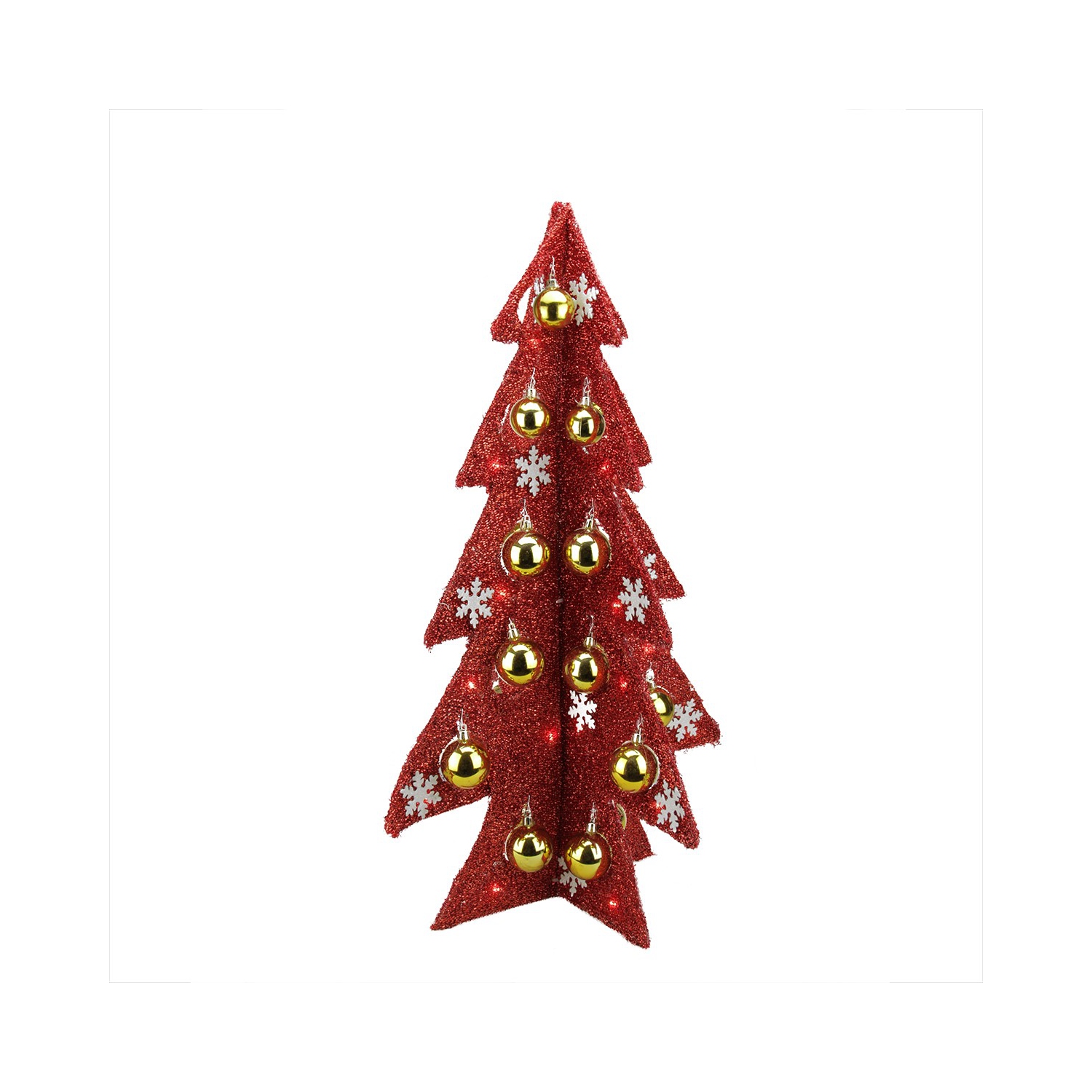 LED Lighted Christmas Tree with Ornaments Decoration - 28" - Gold and Red