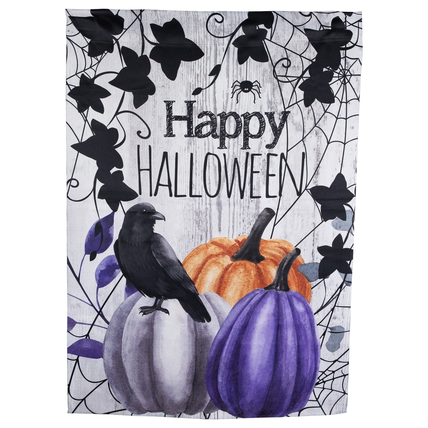 Fanion de maison extérieure « Happy Halloween » de citrouilles et Crow – 40 x 28 po