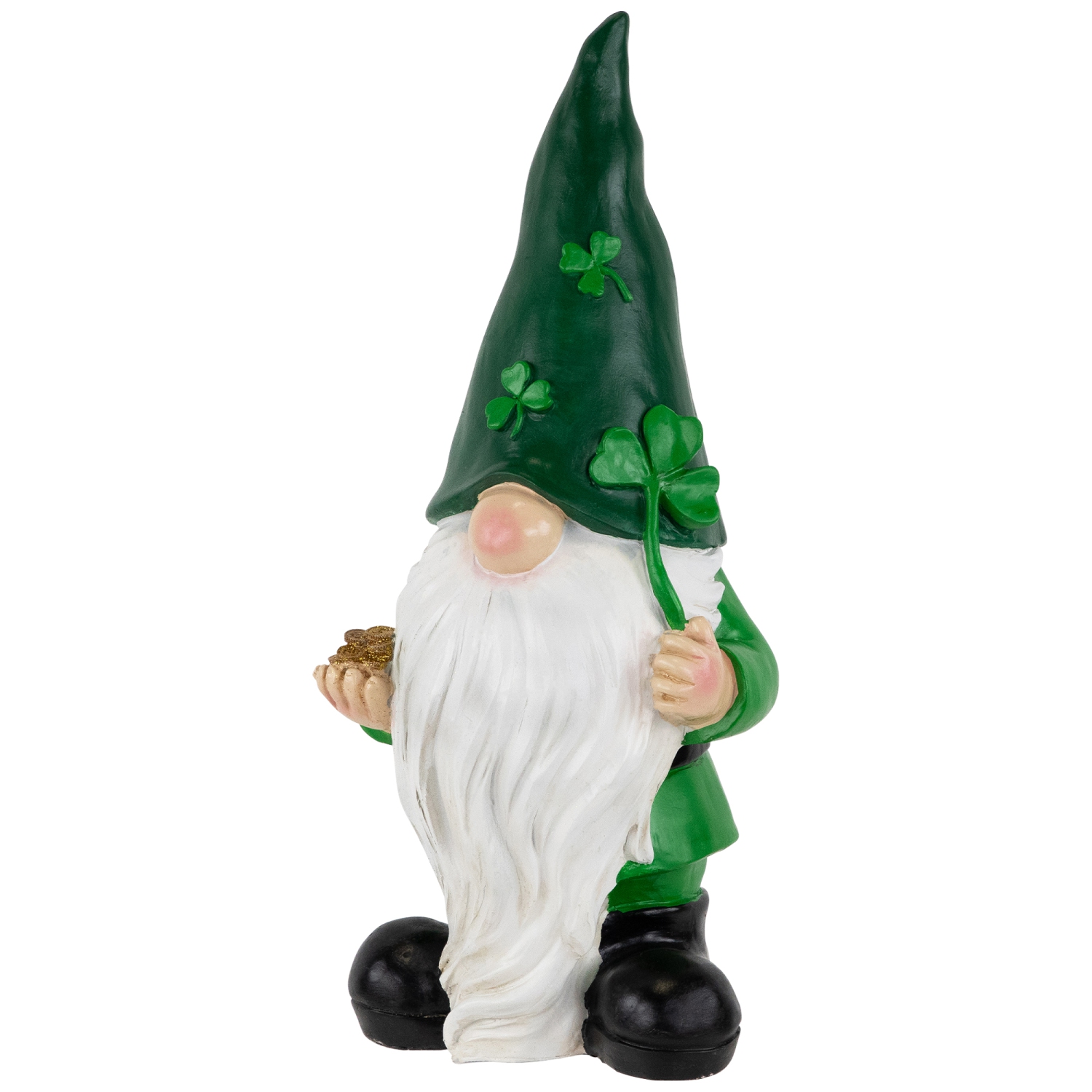 St. Patrick's Day Shamrock Gnome Outdoor Garden Statue - 16.25"