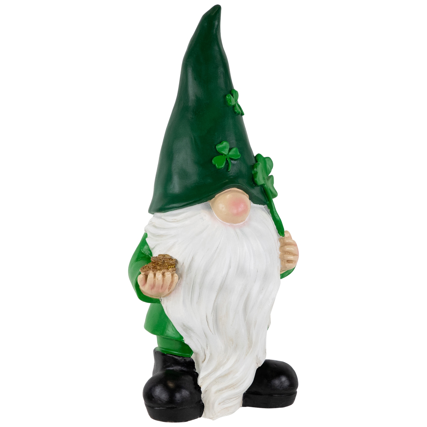 St. Patrick's Day Shamrock Gnome Outdoor Garden Statue - 16.25"
