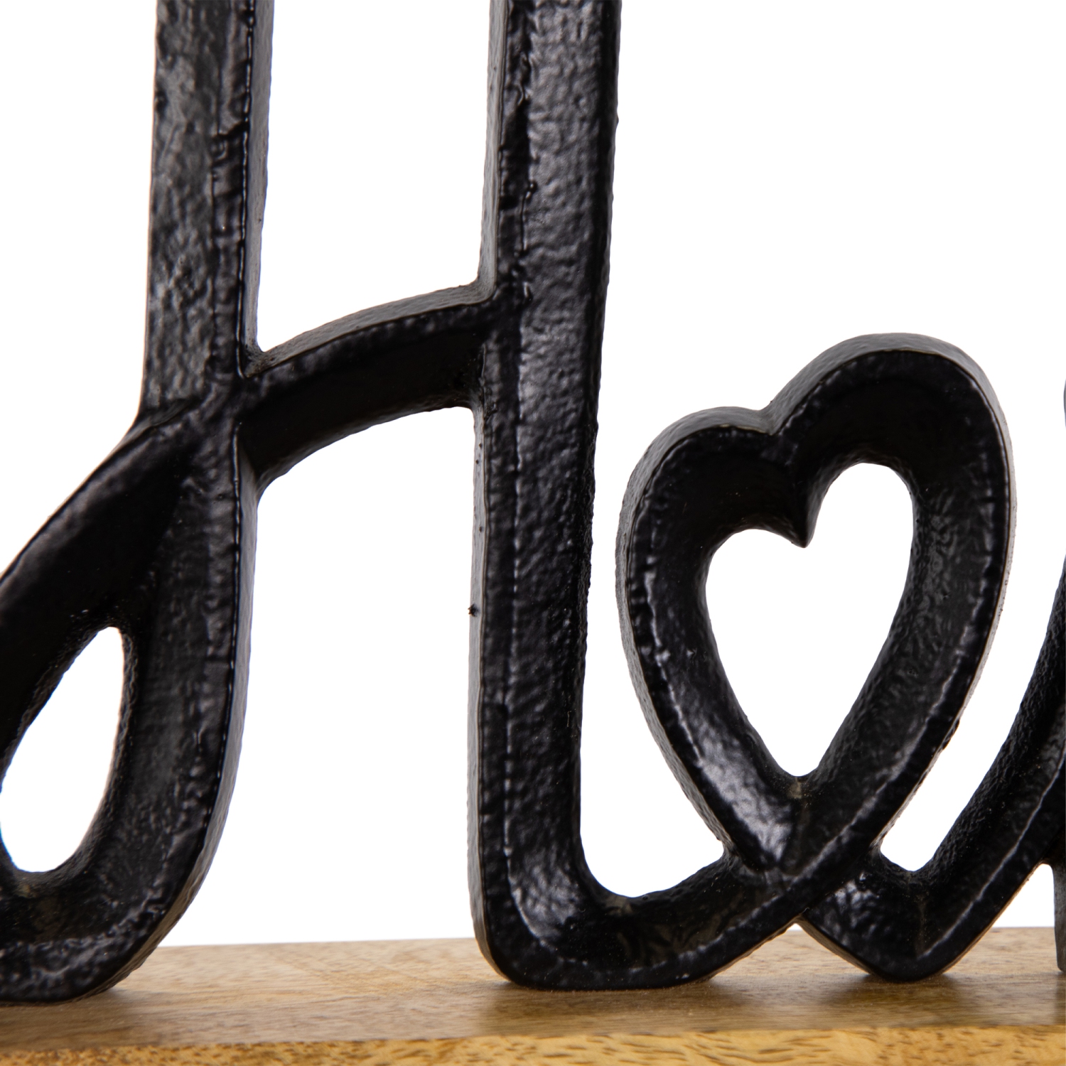 Metal Home with Heart Sign with Wooden Base - 12"