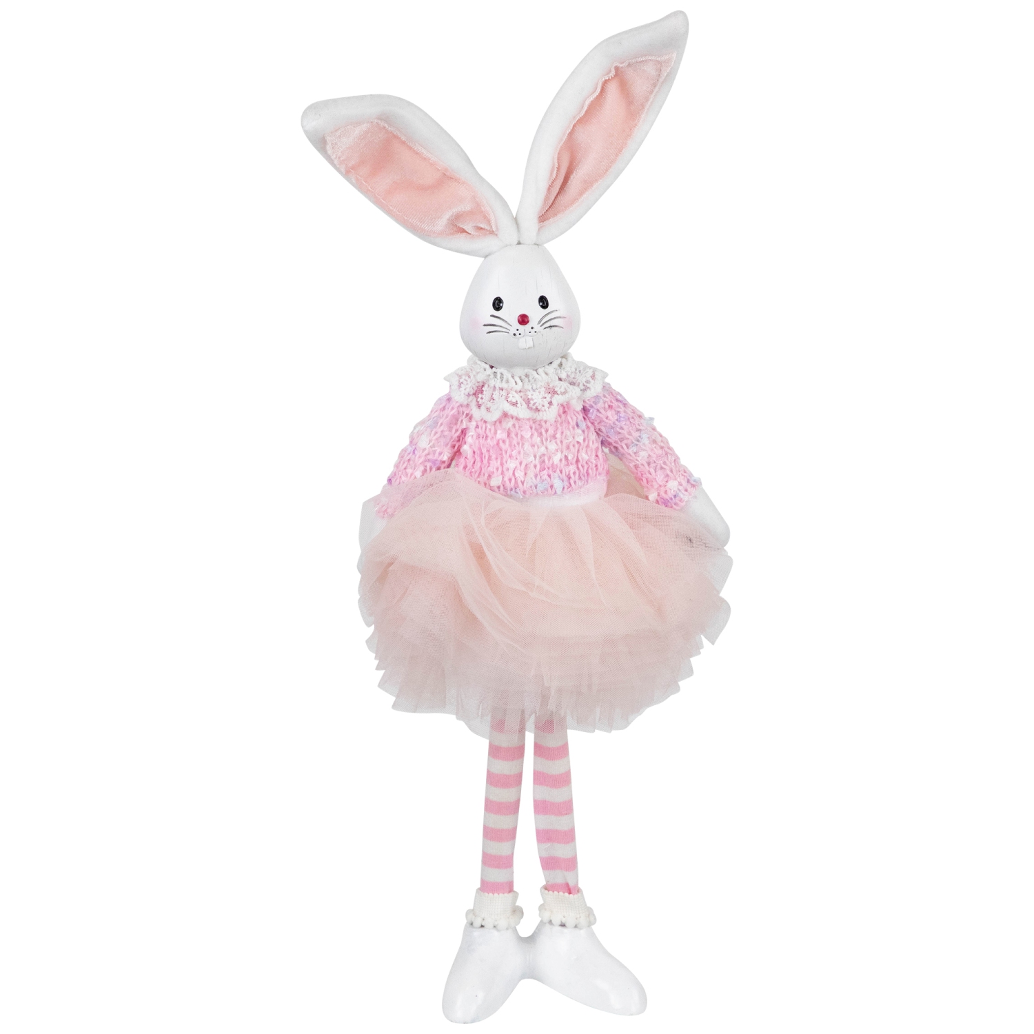 Ballerina Bunny Standing Easter Figure Decoration - 15" - Pink and White
