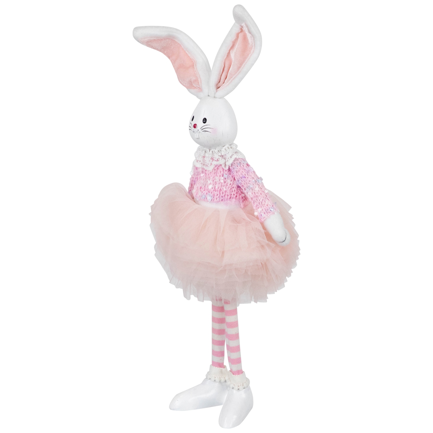 Ballerina Bunny Standing Easter Figure Decoration - 15" - Pink and White