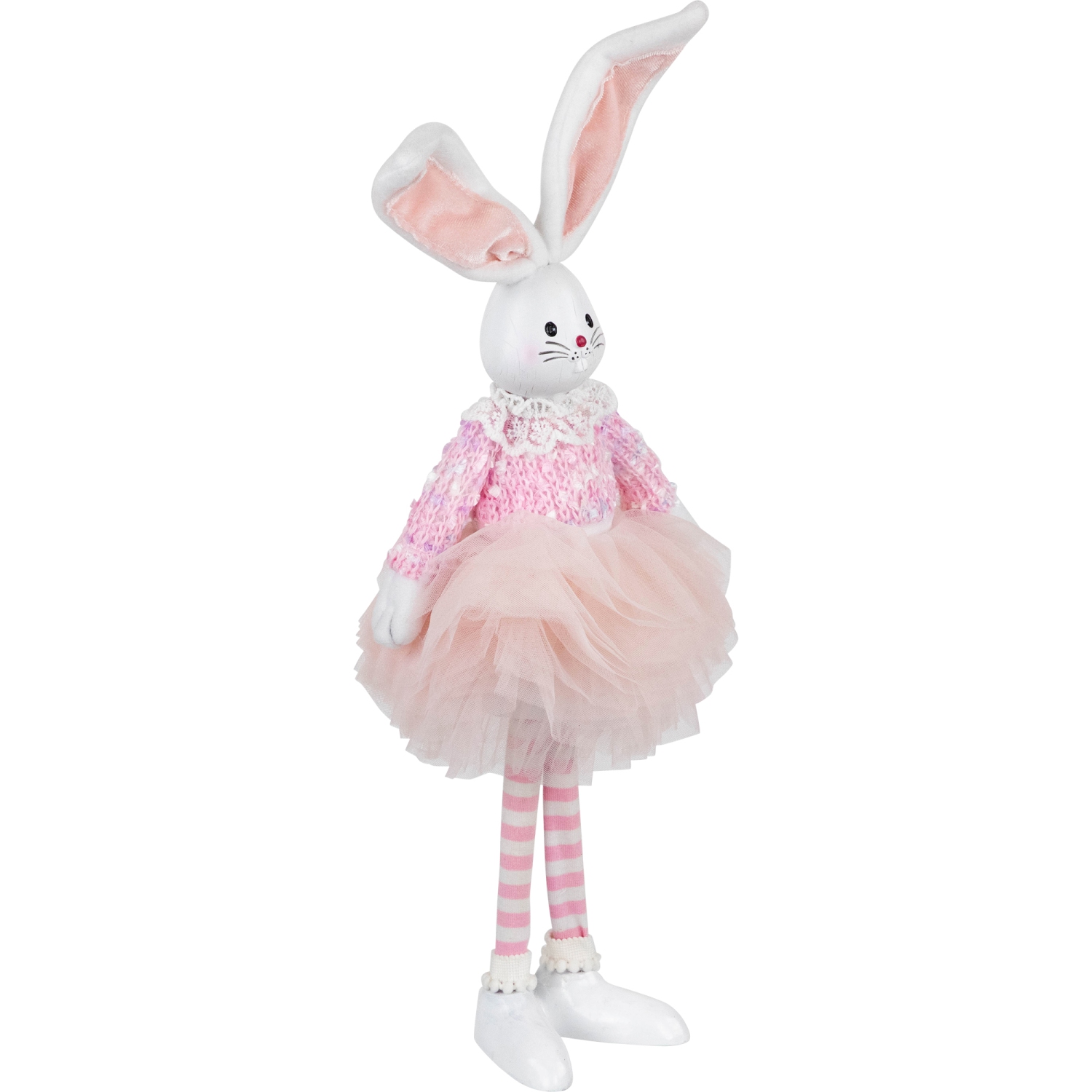 Ballerina Bunny Standing Easter Figure Decoration - 15" - Pink and White