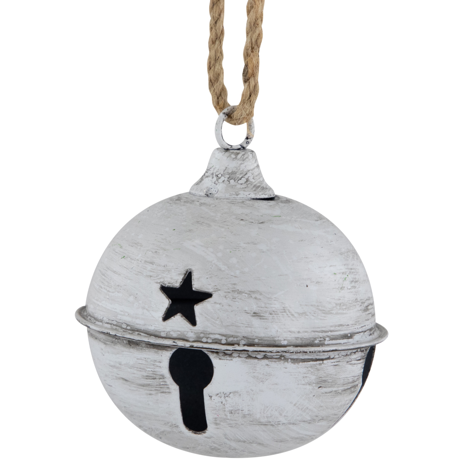 Antiqued Christmas Jingle Bell Ornaments - 3" - White - Set of 2