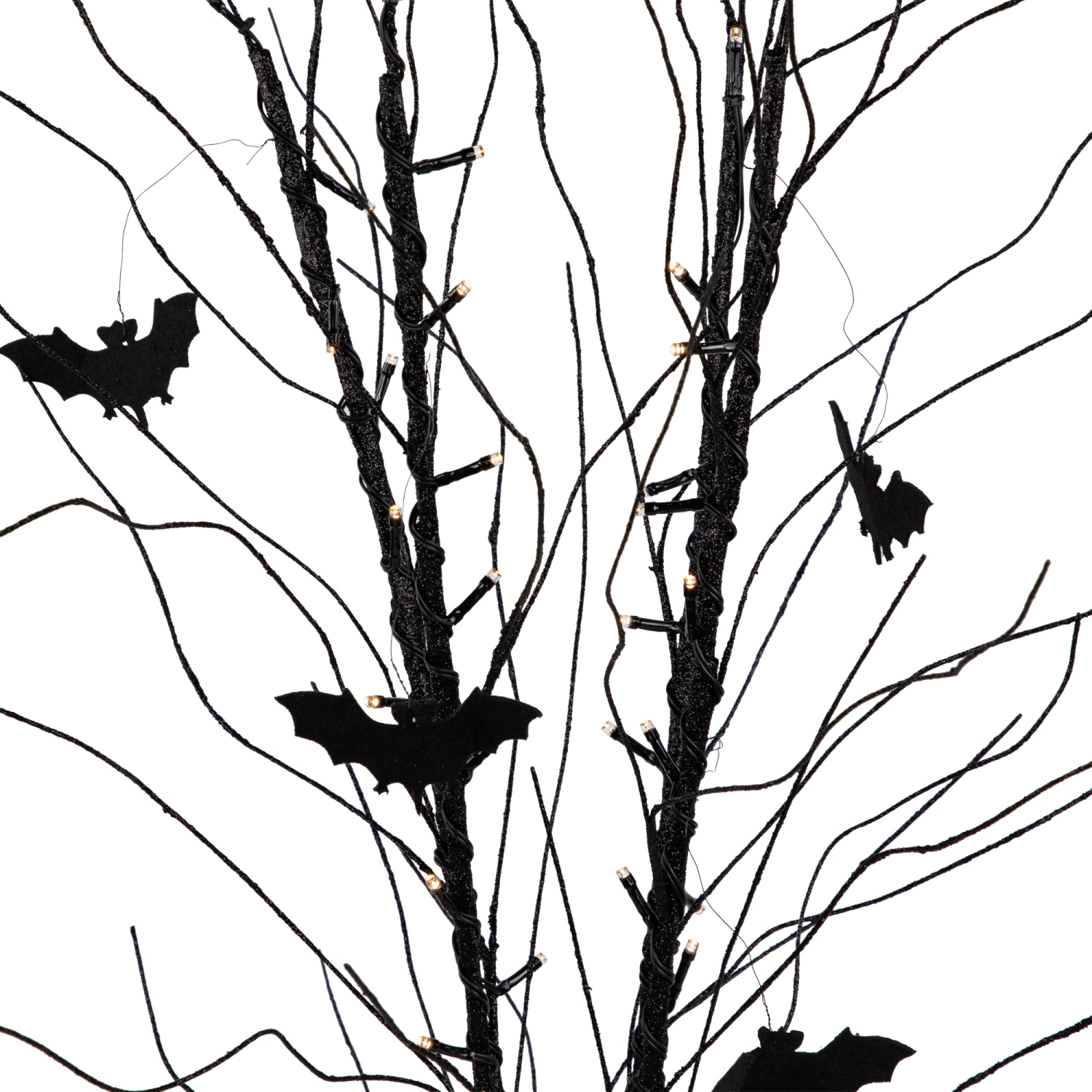Pre-Lit Halloween Branch Tree with Bats - 50" - Black - LED Warm White