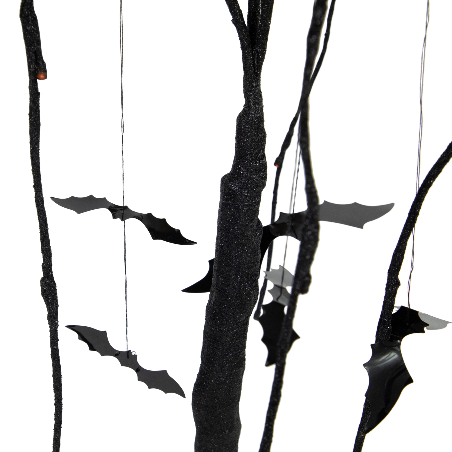 LED Lighted Glittered Halloween Willow Tree with Bats - 24" - Orange Lights