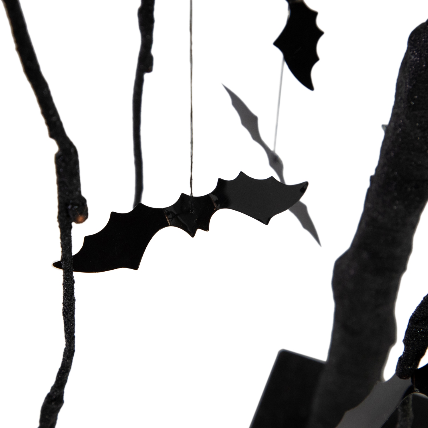 LED Lighted Glittered Halloween Willow Tree with Bats - 24" - Orange Lights