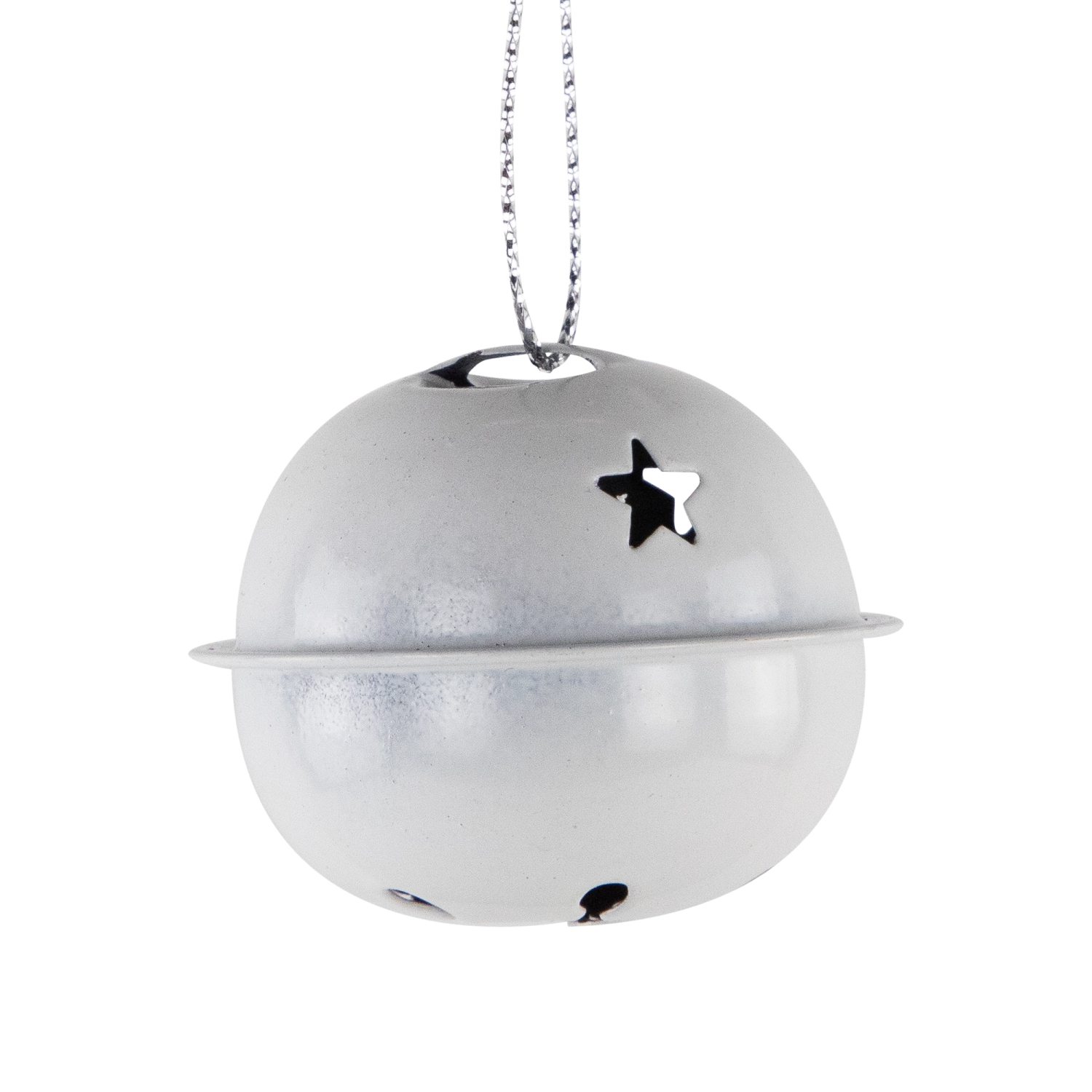 Stars and Snowflakes Christmas Jingle Bell Ornaments - 1.5" - White - 12ct