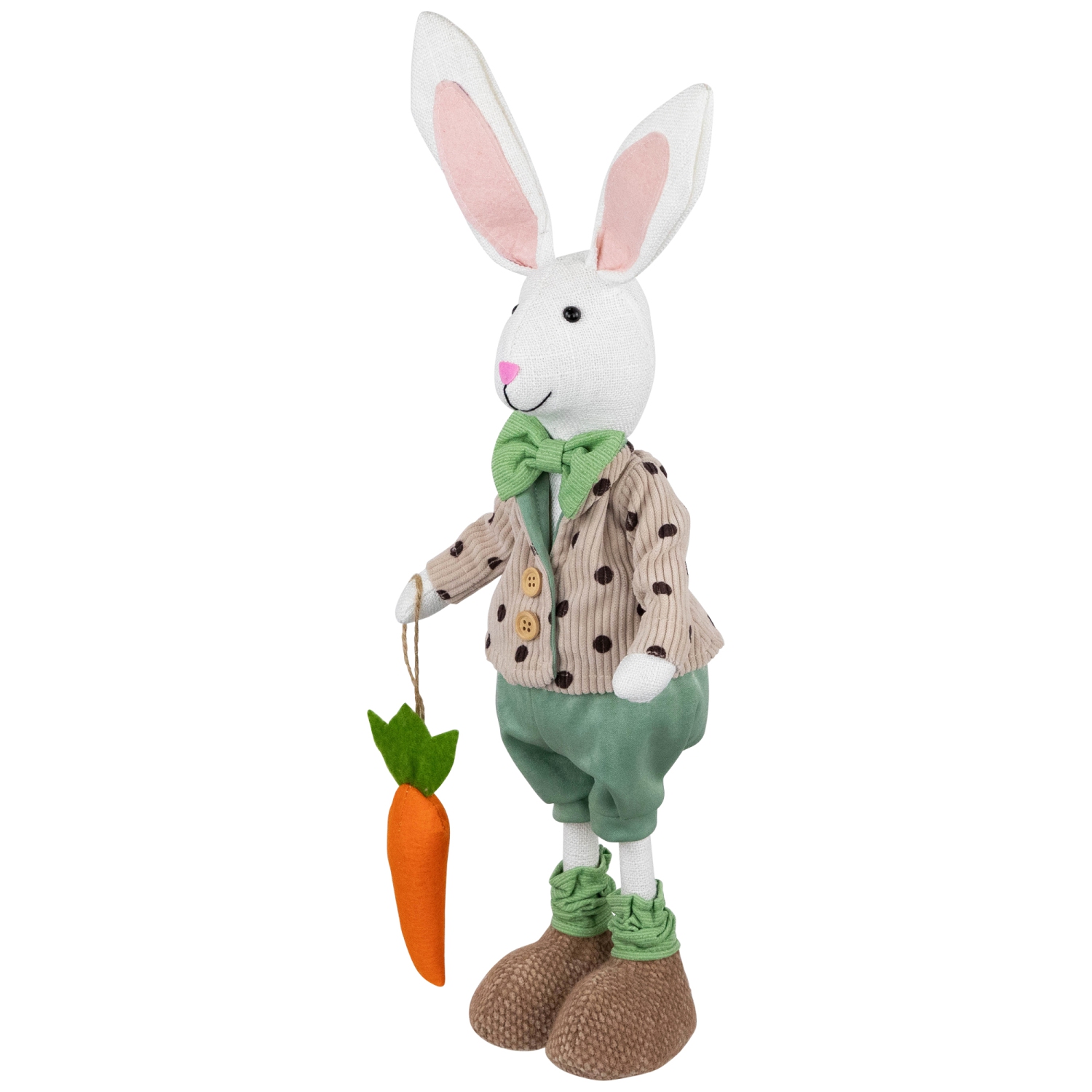 Polka Dot Boy Rabbit with Carrot Standing Easter Figure - 18"