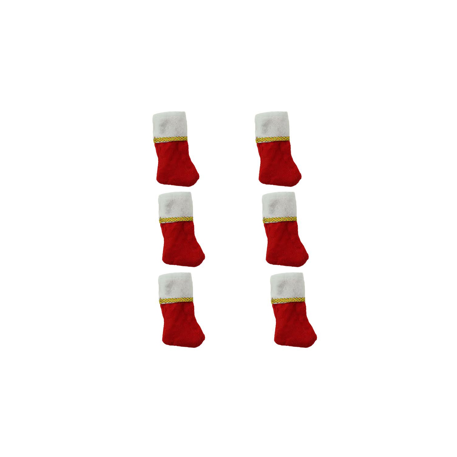 Pack of 6 Traditional Mini Christmas Stockings with Gold Glitter Pen
