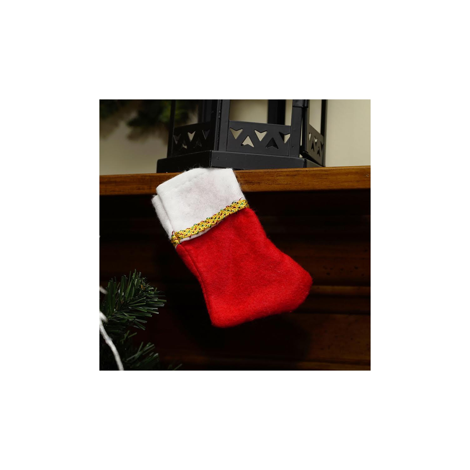Pack of 6 Traditional Mini Christmas Stockings with Gold Glitter Pen