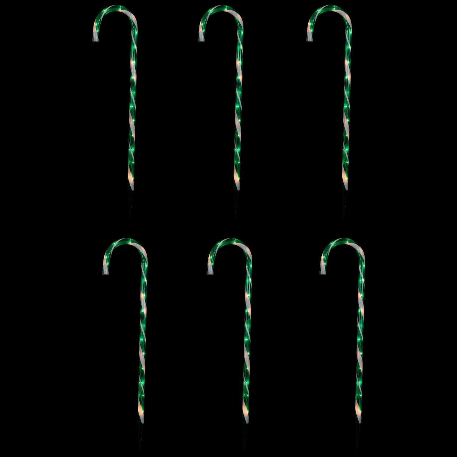 Lighted Candy Cane Outdoor Christmas Pathway Markers - 28" - Green - Set of 6