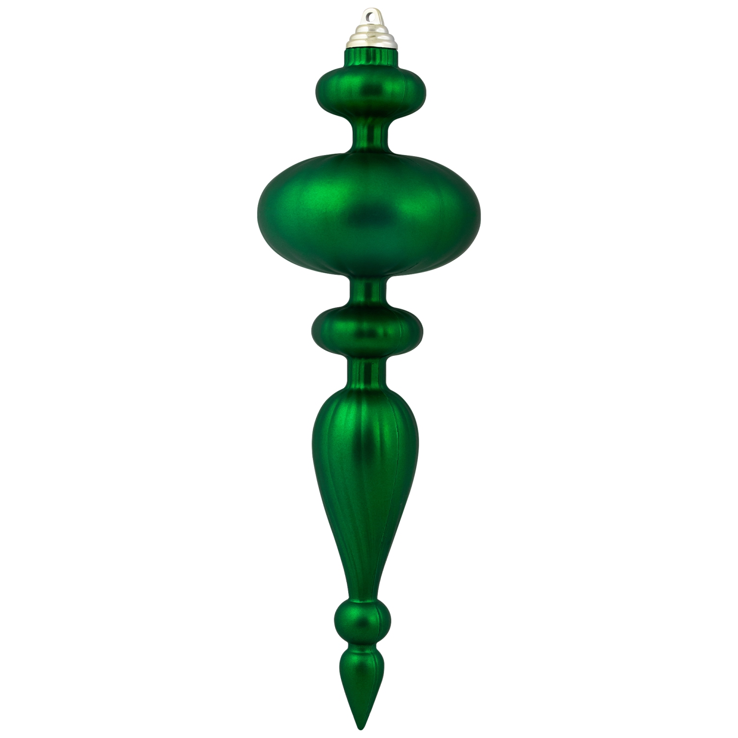 Shatterproof Commercial Size Finial Christmas Ornaments - 14" - Green - Set of 4