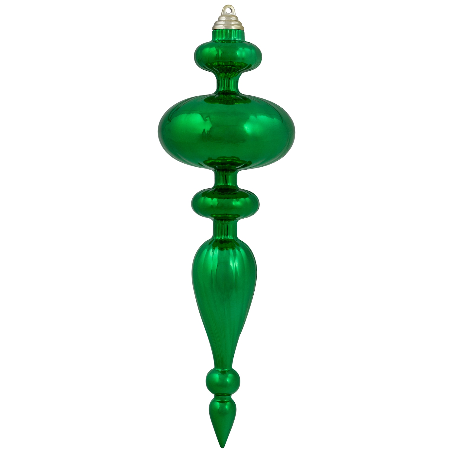 Shatterproof Commercial Size Finial Christmas Ornaments - 14" - Green - Set of 4