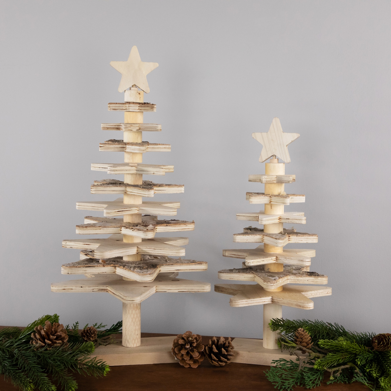 Star Cut-Outs Wooden Tree Christmas Decoration - 20.5"
