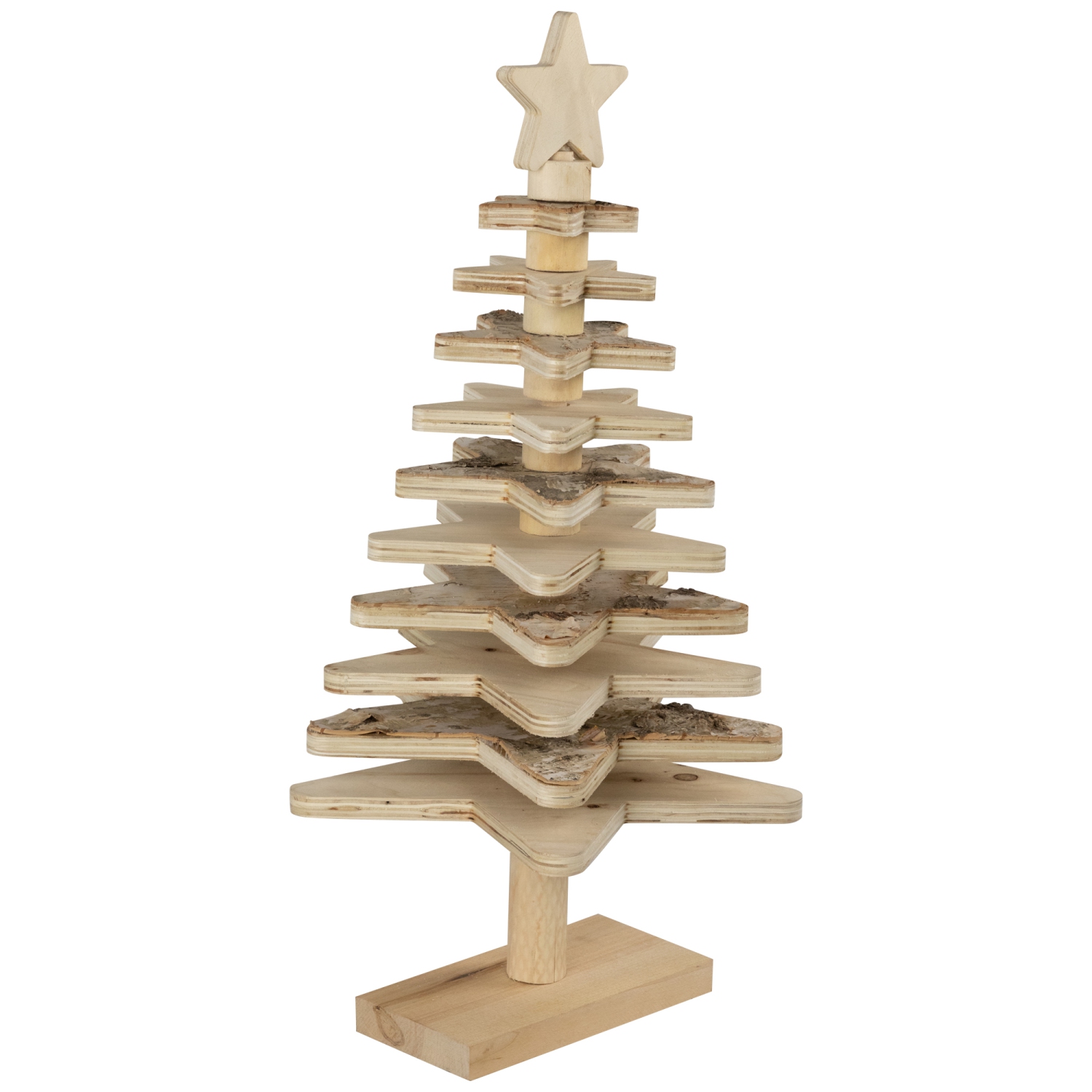 Star Cut-Outs Wooden Tree Christmas Decoration - 20.5"