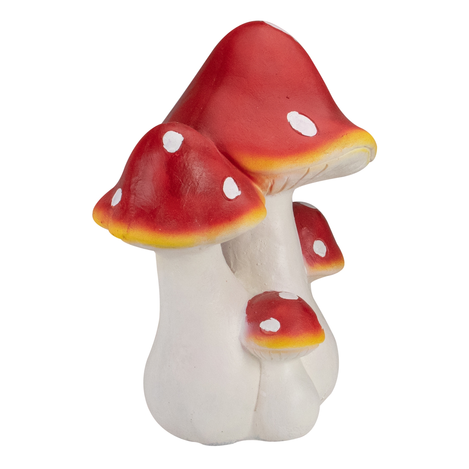 Hand Painted Mushroom Cluster Outdoor Garden Decoration - 17.5" - White and Red