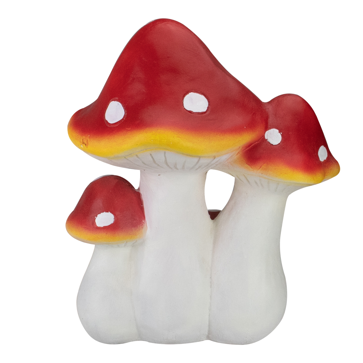 Hand Painted Mushroom Cluster Outdoor Garden Decoration - 17.5" - White and Red