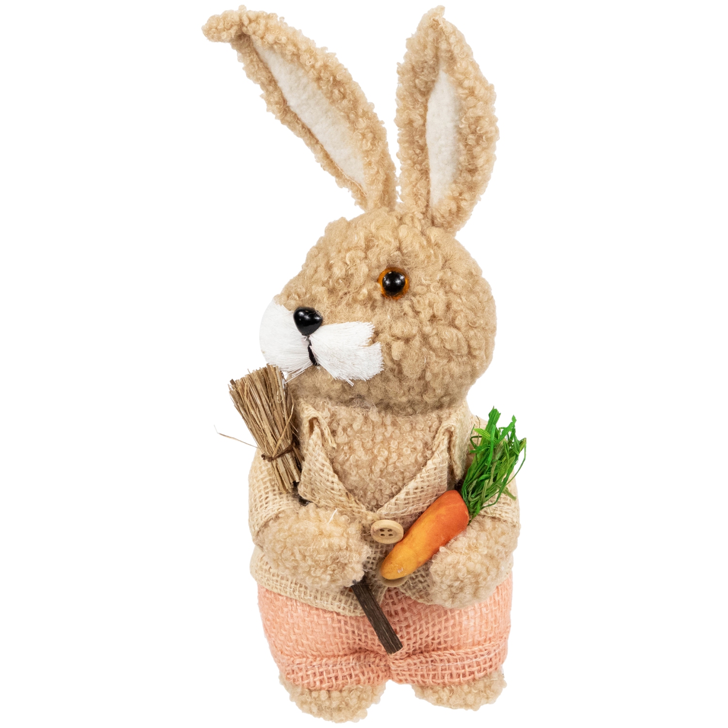 Plush Boy Easter Rabbit Figurine with Carrots - 11"