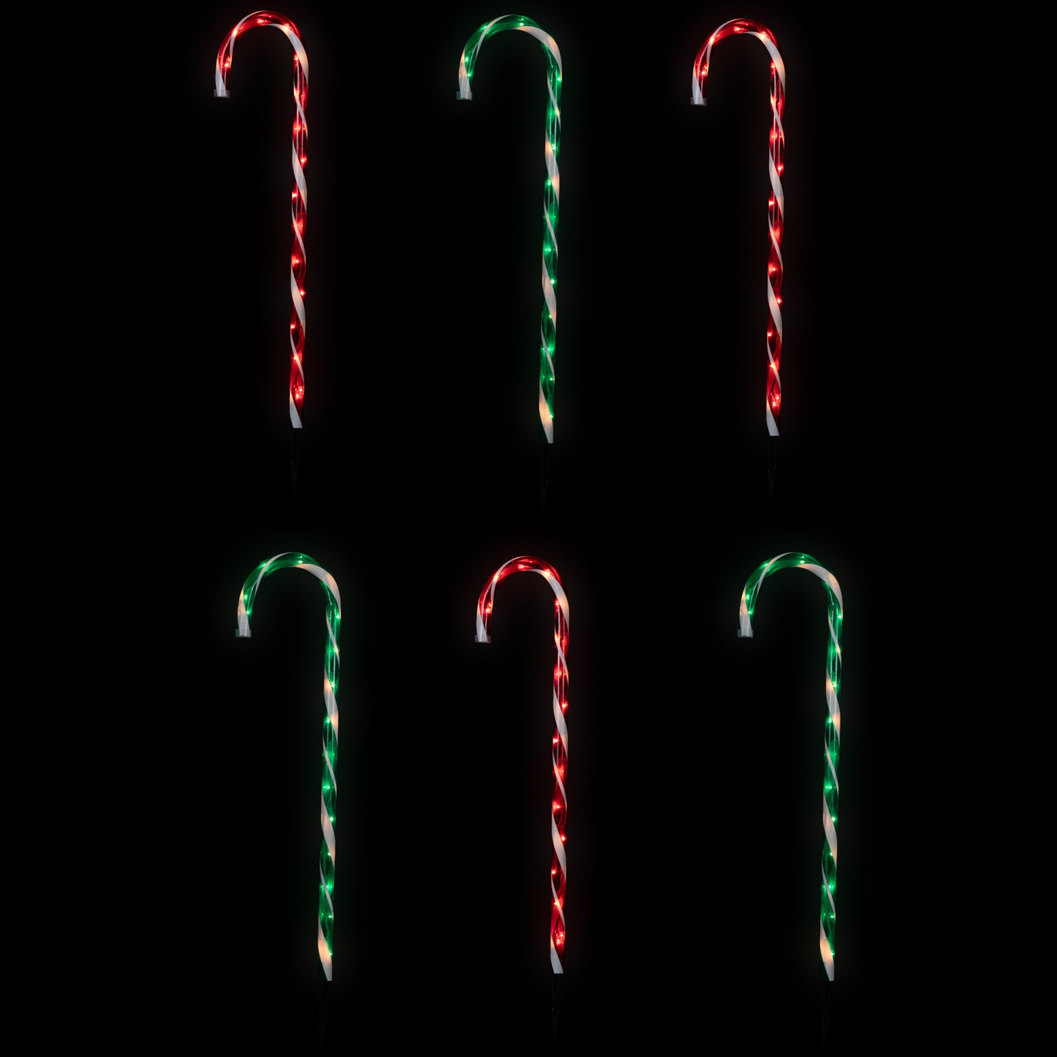 Lighted Outdoor Christmas Candy Cane Pathway Markers - 28" - Red and Green - Set of 6