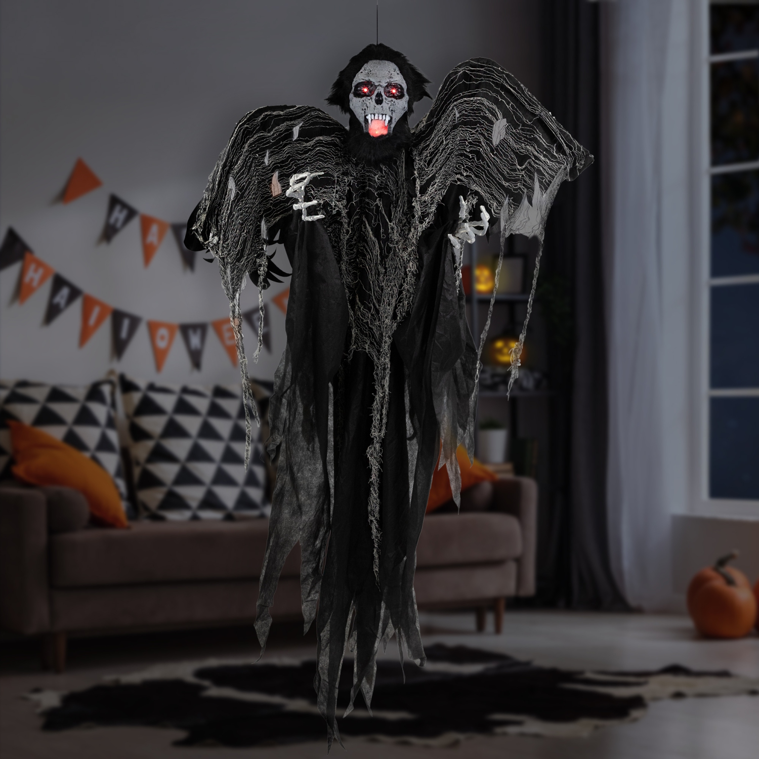 Vampire animé suspendu Zombie avec lumières et décoration sonore Halloween - 5 pi