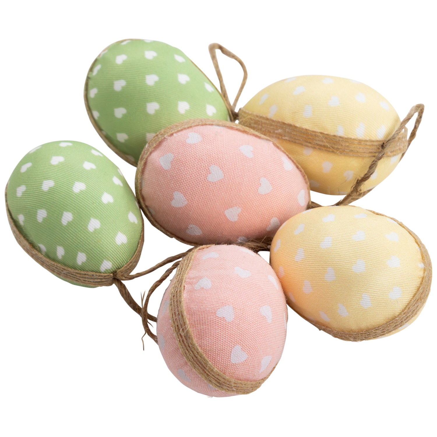 Fabric Pastel Easter Egg Ornament Decorations - 5.75" - Set of 6