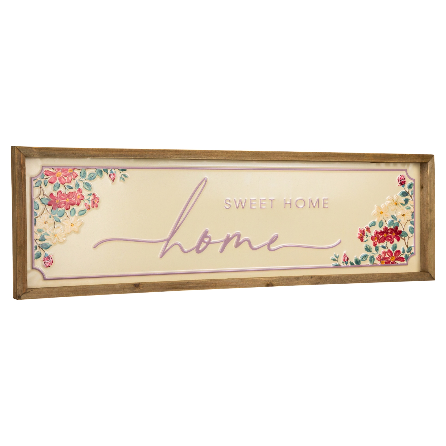Floral "Home Sweet Home" Framed Hanging Wall Sign - 23.75"