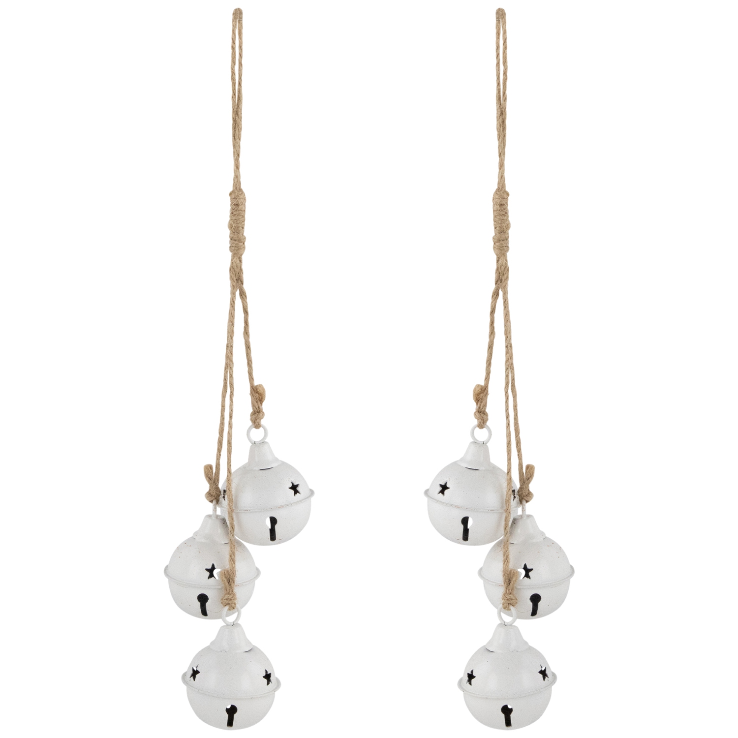 Cascading Christmas Jingle Bell Ornaments - 13.5" - White - Set of 2