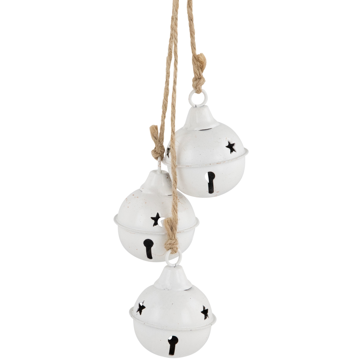 Cascading Christmas Jingle Bell Ornaments - 13.5" - White - Set of 2