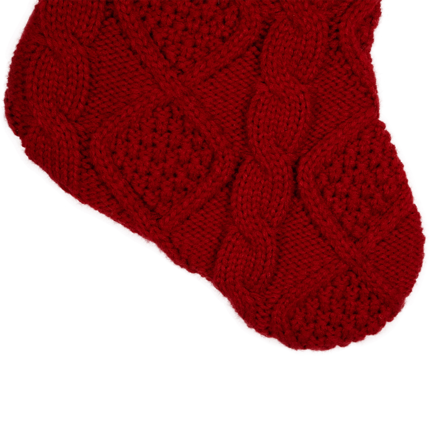 Cable Knit with Faux Fur Cuff Christmas Stocking - 20.5" - Red and White