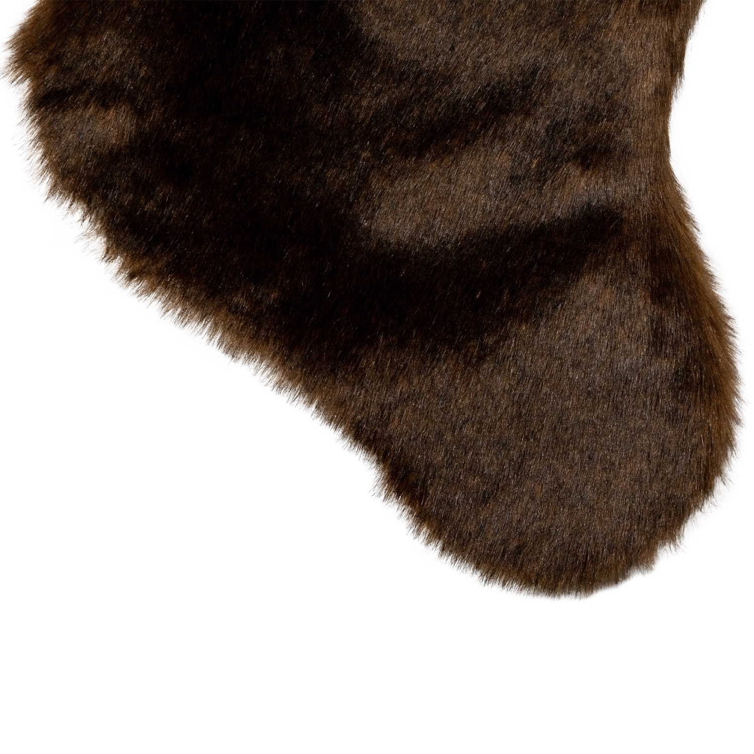 Mink Faux Fur Christmas Stocking with Pom Poms - 20.5" - Brown