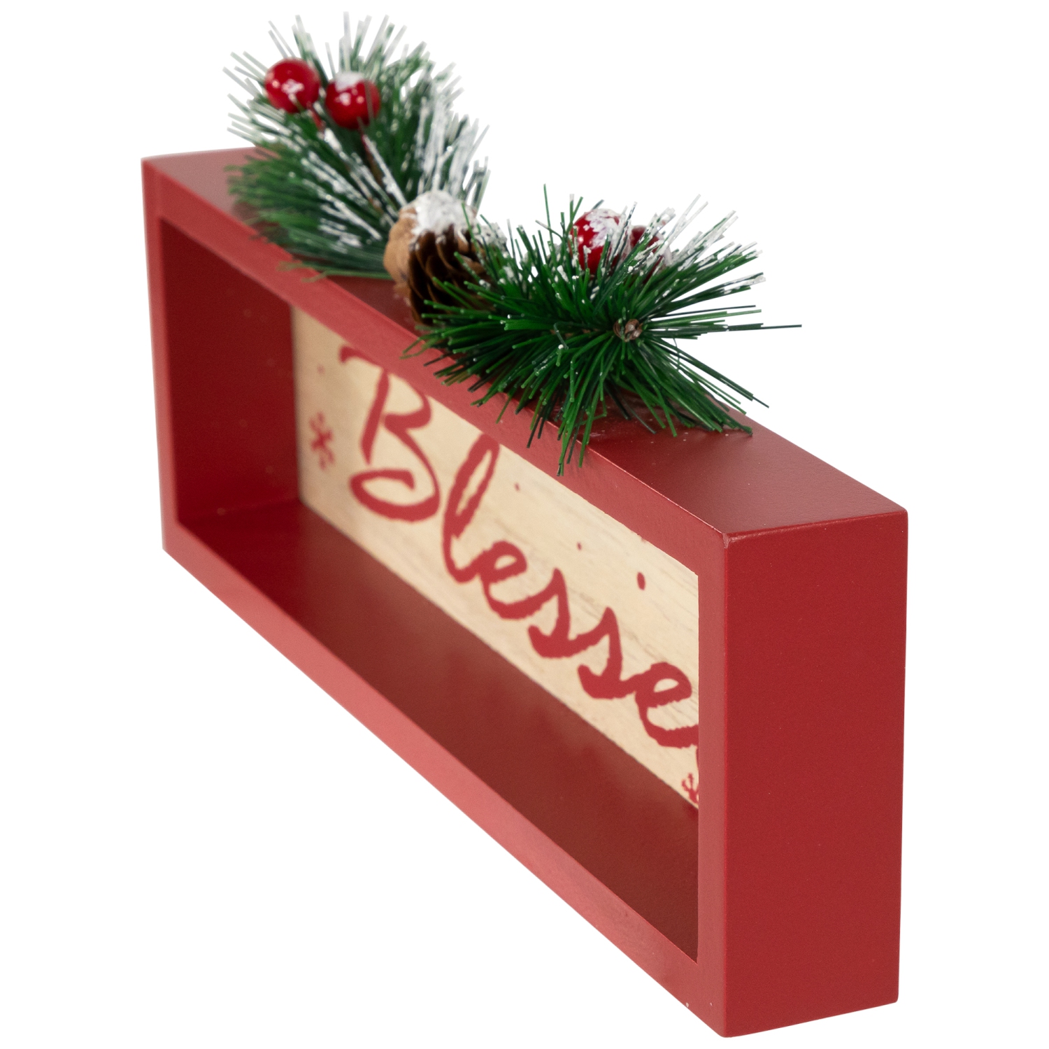 Framed "Blessed" Wooden Christmas Decoration - 9.75"