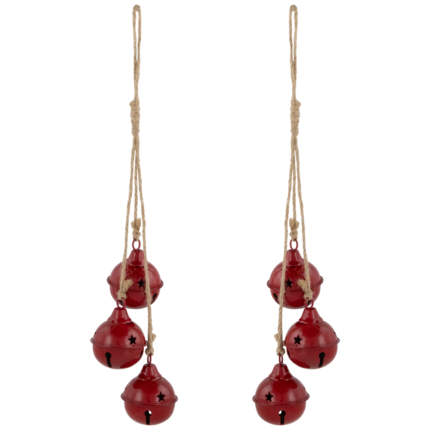 Cascading Christmas Jingle Bell Ornaments- 13.5" - Red - Set of 2