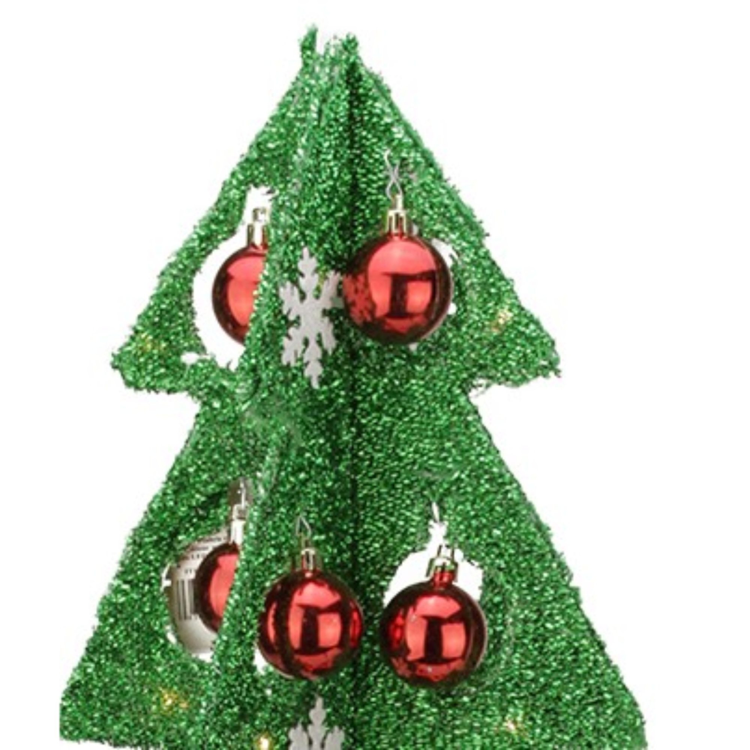 LED Lighted Christmas Tree with Ornaments Decoration - 28" - Green and Red