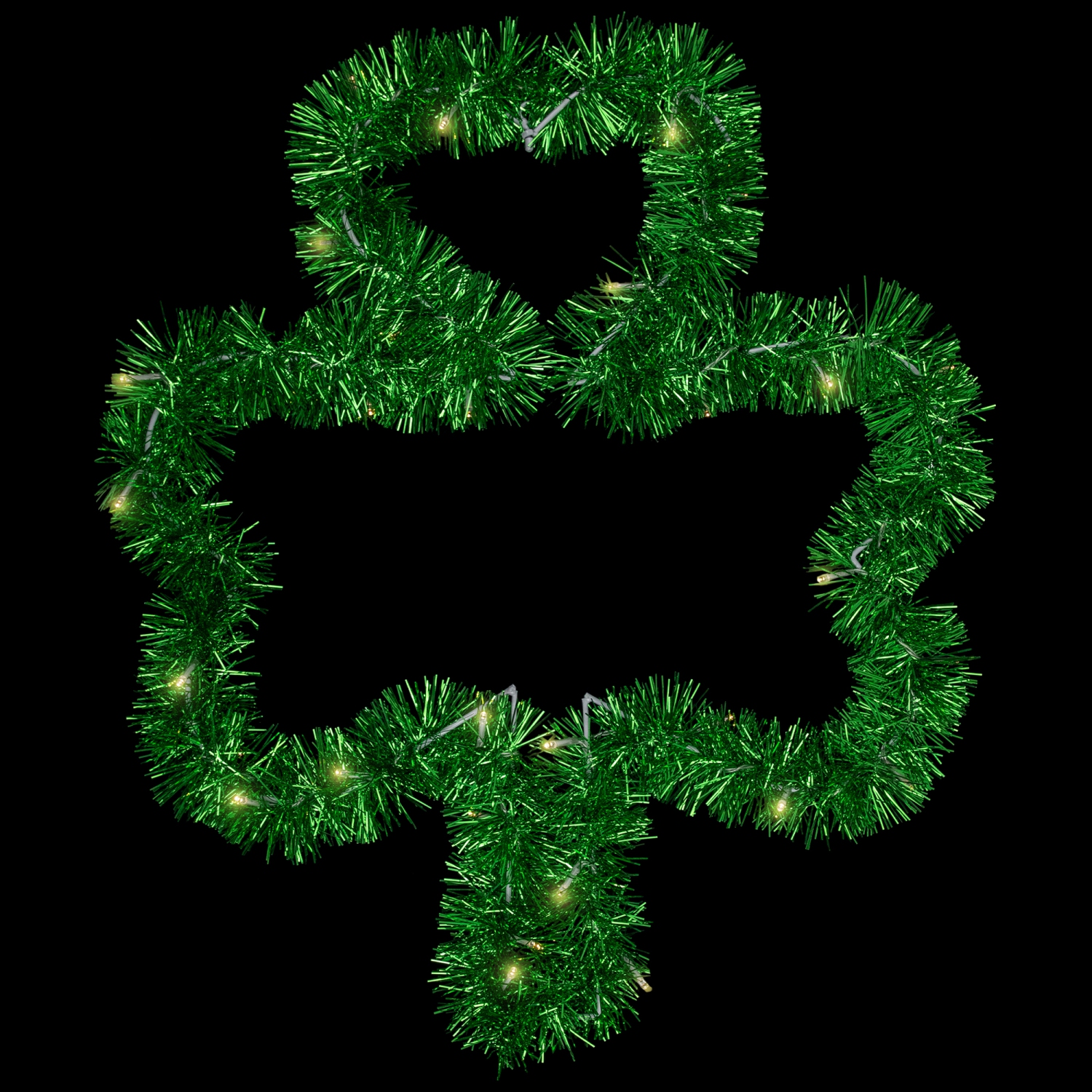 LED Lighted Tinsel Shamrock St. Patrick's Day Window Decoration - 25"