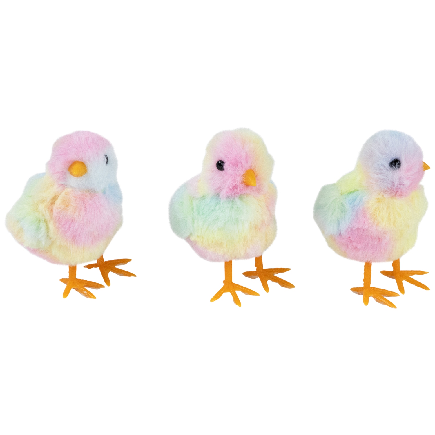Figurines de poussin de Pâques teinte par nouage en peluche - 4,25 po - Ensemble de 3