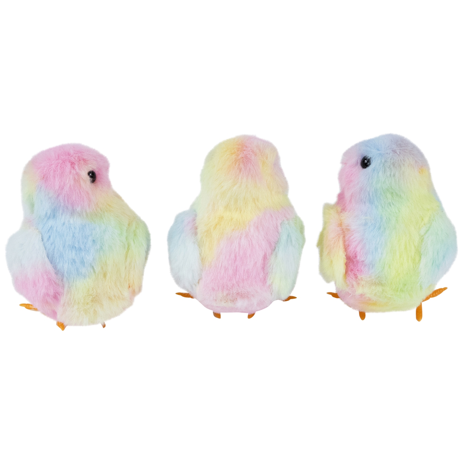 Figurines de poussin de Pâques teinte par nouage en peluche - 4,25 po - Ensemble de 3