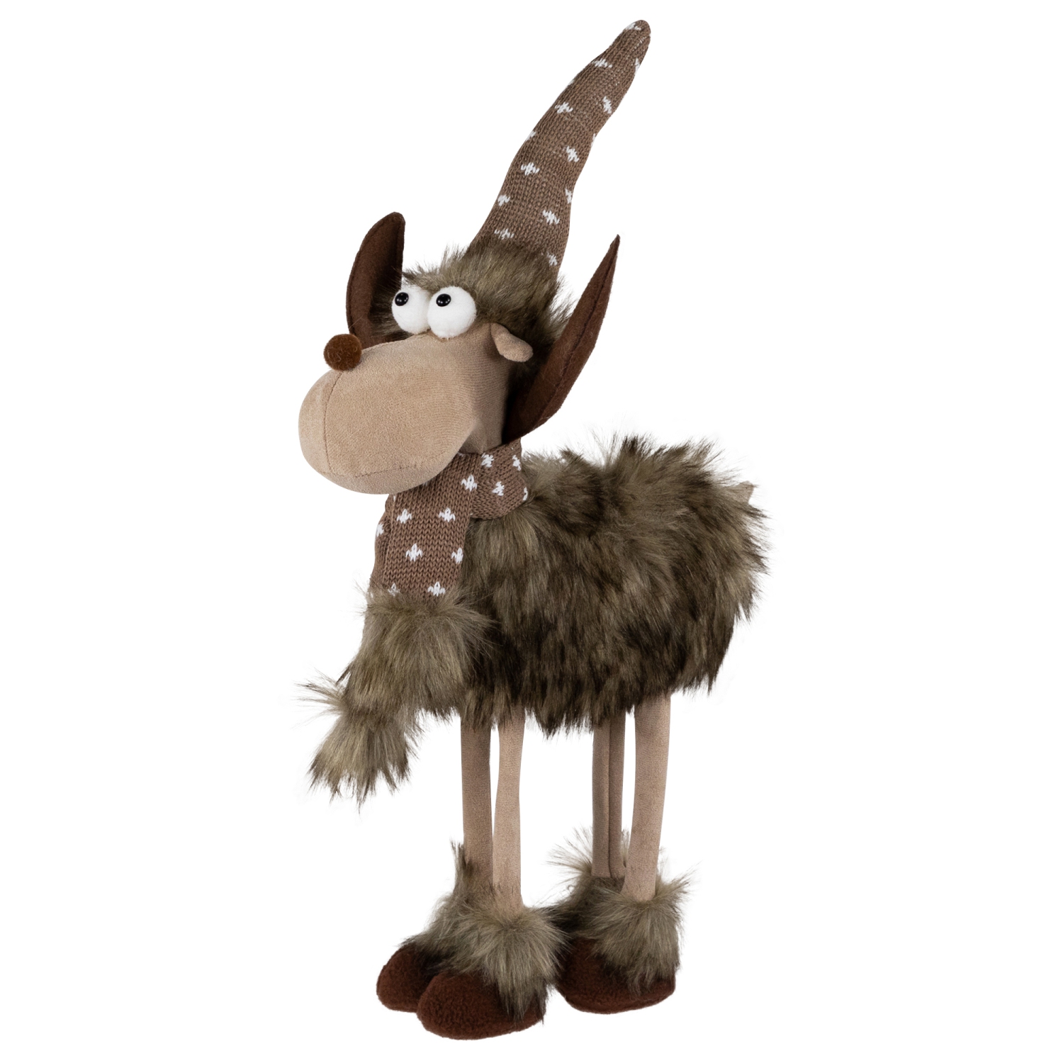 Standing Four Legged Moose Christmas Figure - 19" - Brown and White