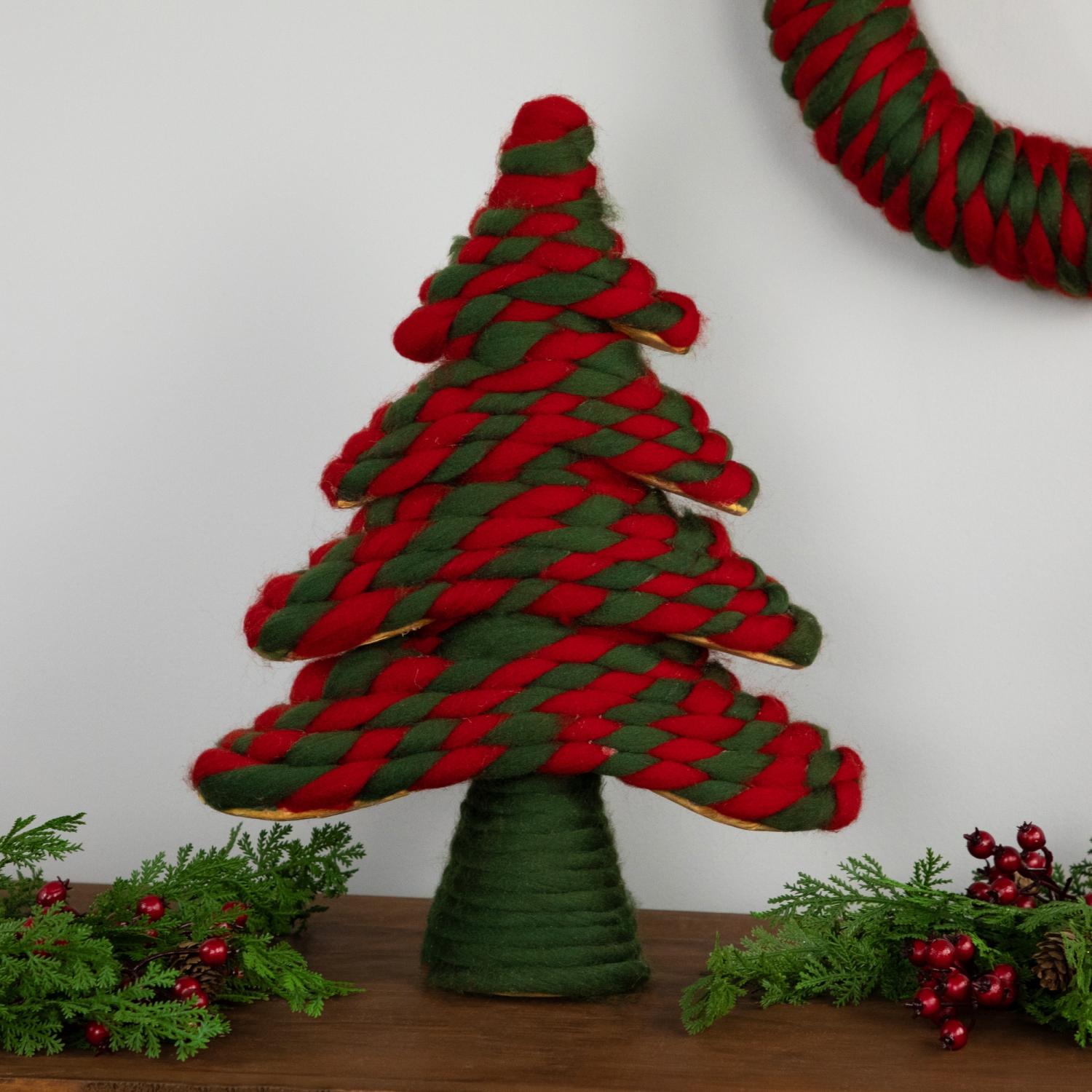 Twisted Yarn Plush Christmas Tree Decoration - 15.25"