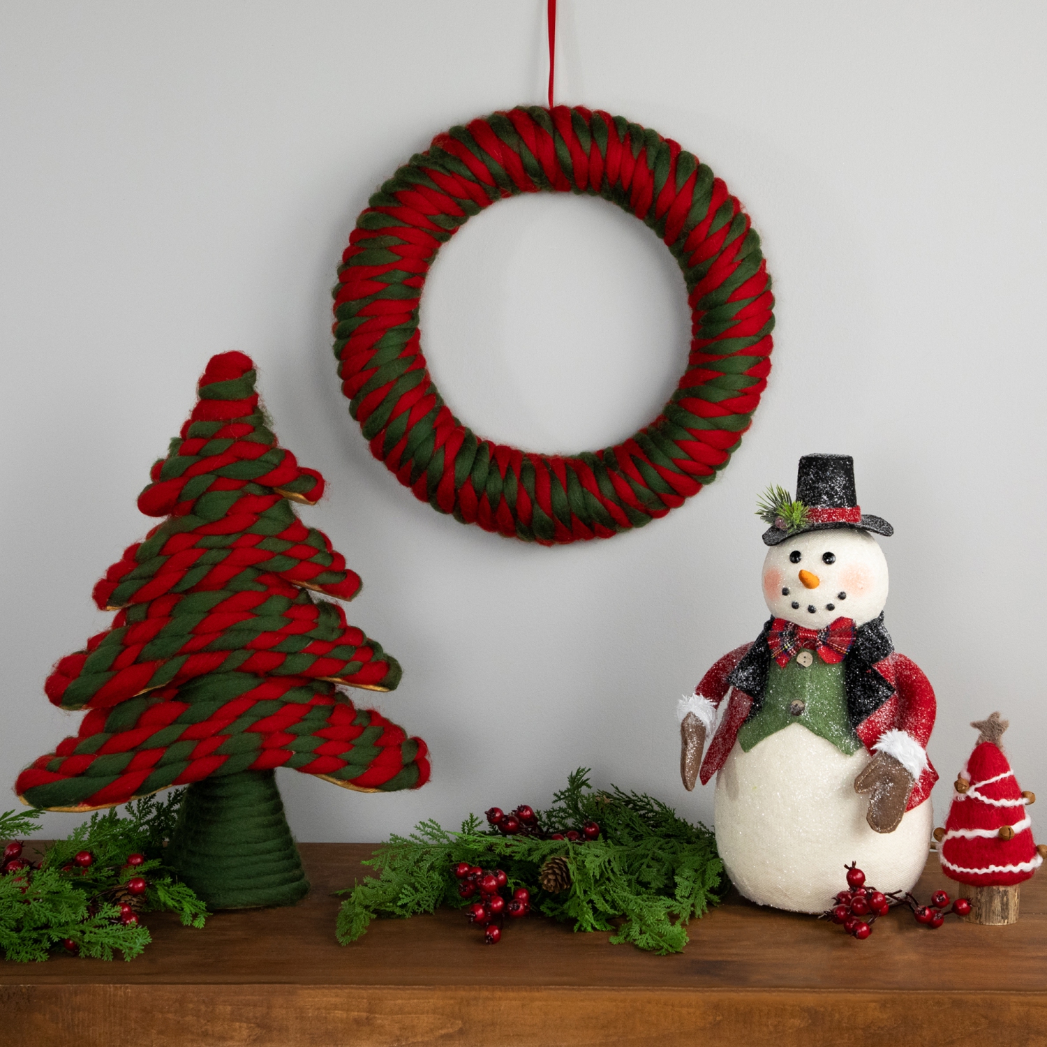 Twisted Yarn Plush Christmas Tree Decoration - 15.25"