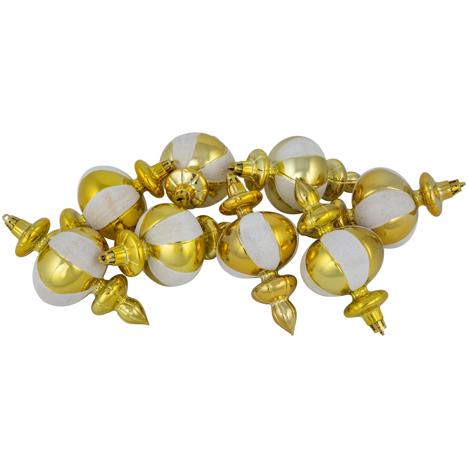 8ct Gold Shiny Finish Shatterproof Finial Christmas Ornaments, 6"
