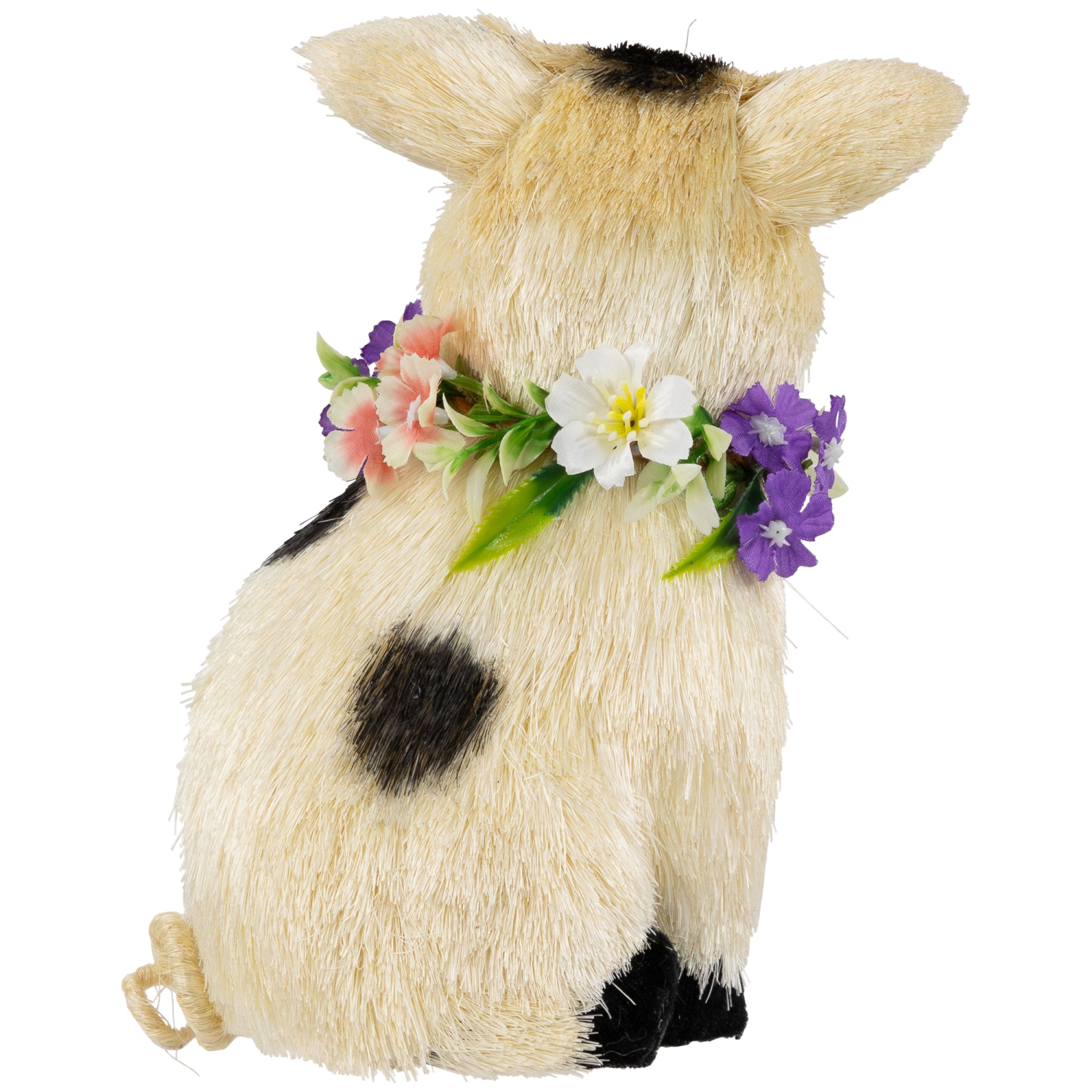 Spotted Sitting Piglet Rustic Spring Figurine - 9" - Off White and Black