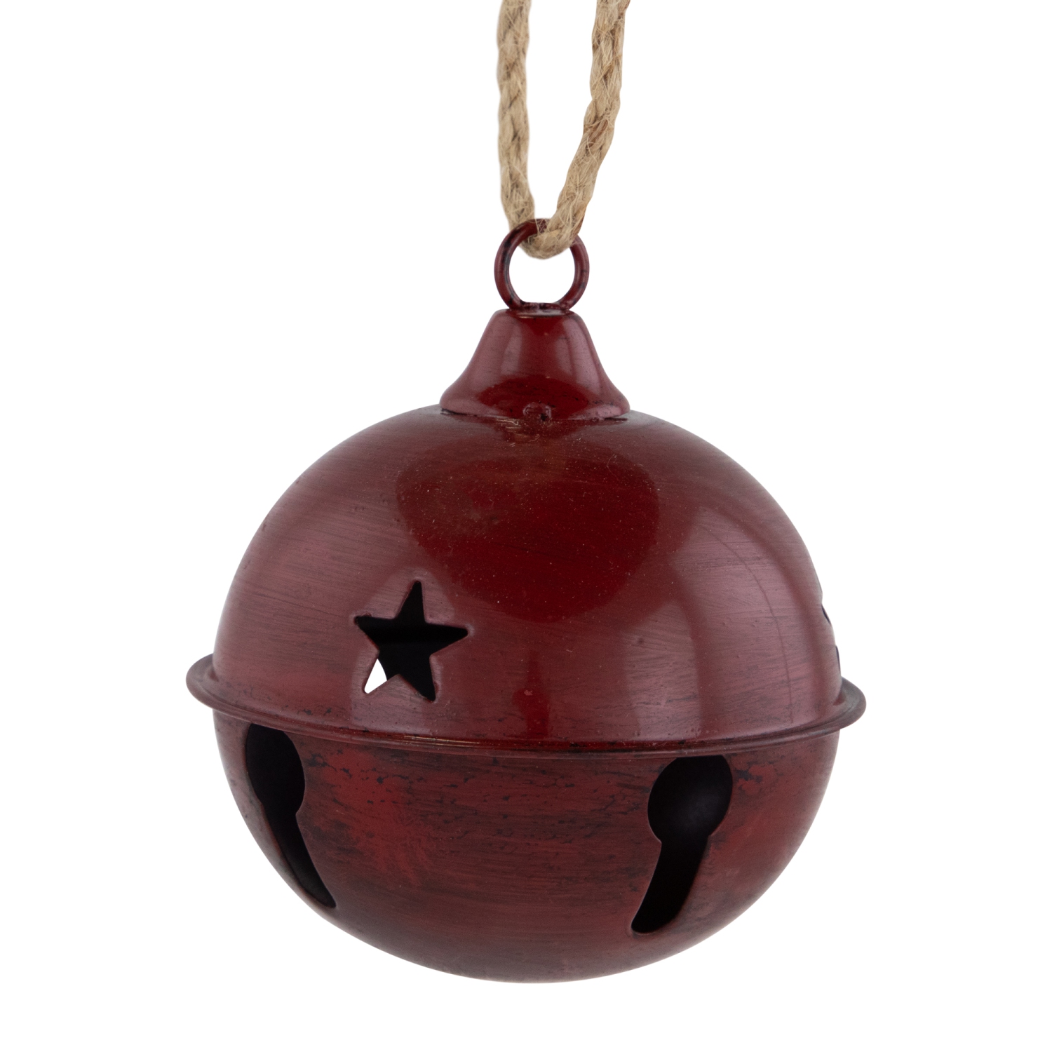 Antiqued Jingle Bell Christmas Ornaments - 3" - Burgundy - Set of 2